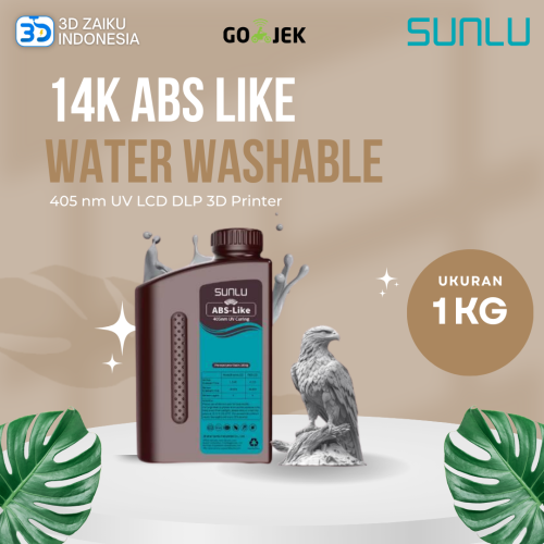 SUNLU 14K ABS Like Water Washable Resin 1 KG 405 nm UV LCD DLP 3D Printer Pemakaian Lebih Aman Tidak Bau